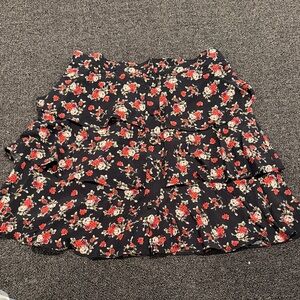 Floral Black Skirt